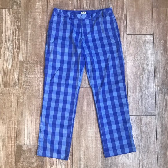 adidas Other - Adidas Golf • Blue Plaid Flat Front Dress Pants